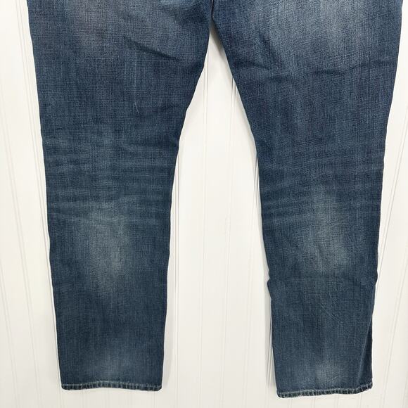 True Religion Jeans Mens 40x34 Section Straight Leg Blue Denim Distressed *Flaw - Picture 8 of 15
